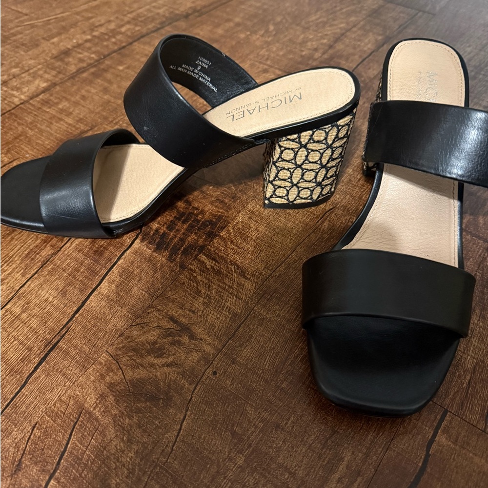 MICHAEL Michael Kors Black Sandals with Geometric Heel